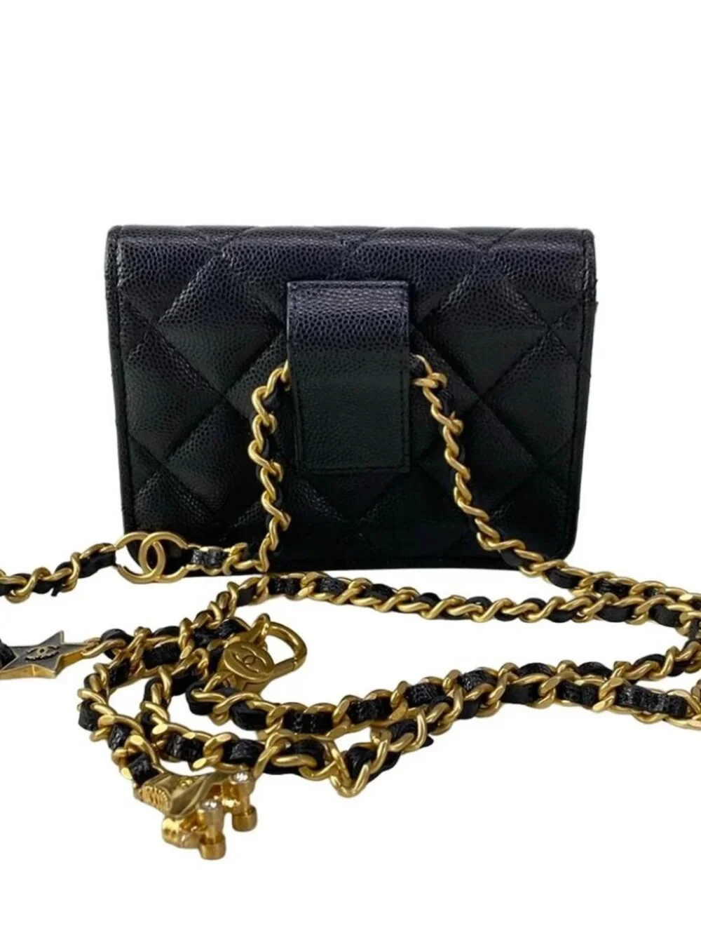 CHANEL Matelasse AP3693 Black Calfskin Bum Bag gold hardware